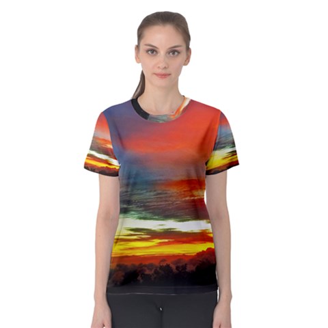 Sunset Mountain Indonesia Adventure Women s Sport Mesh Tee by Nexatart