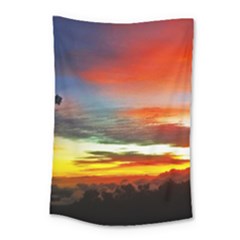 Sunset Mountain Indonesia Adventure Small Tapestry by Nexatart