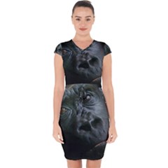 Gorilla Monkey Zoo Animal Capsleeve Drawstring Dress 