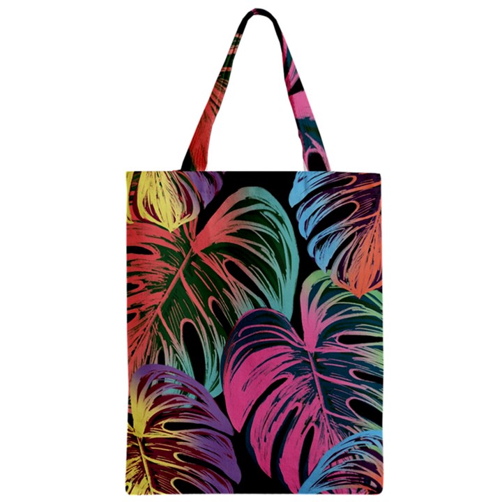 Leaves Tropical Jungle Pattern Zipper Classic Tote Bag