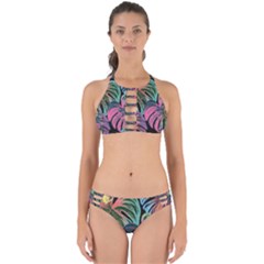 Leaves Tropical Jungle Pattern Perfectly Cut Out Bikini Set