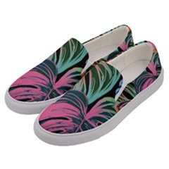 Leaves Tropical Jungle Pattern Men s Canvas Slip Ons by Nexatart