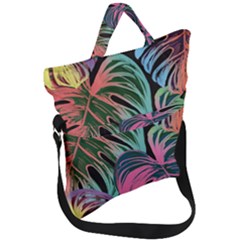 Leaves Tropical Jungle Pattern Fold Over Handle Tote Bag