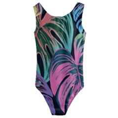 Leaves Tropical Jungle Pattern Kids  Cut-out Back One Piece Swimsuit by Nexatart