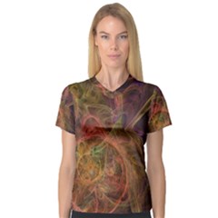 Abstract Colorful Art Design V-neck Sport Mesh Tee