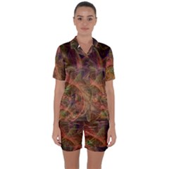 Abstract Colorful Art Design Satin Short Sleeve Pyjamas Set