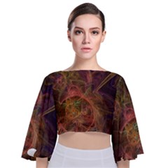 Abstract Colorful Art Design Tie Back Butterfly Sleeve Chiffon Top by Nexatart