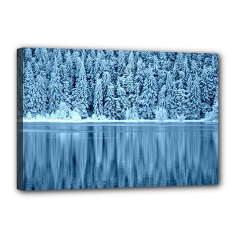 Snowy Forest Reflection Lake Canvas 18  X 12  (stretched)