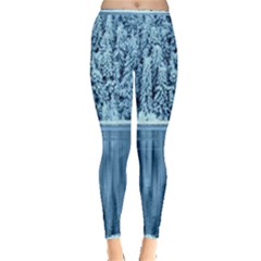 Snowy Forest Reflection Lake Inside Out Leggings