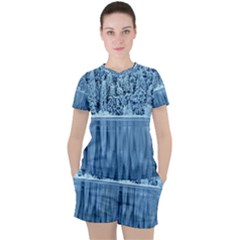 Snowy Forest Reflection Lake Women s Tee And Shorts Set