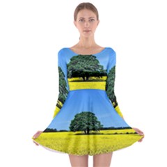 Tree In Field Long Sleeve Skater Dress