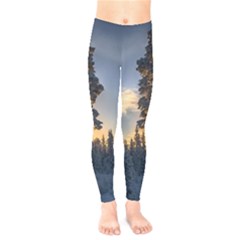 Winter Sunset Pine Tree Kids  Legging by Alisyart