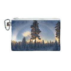 Winter Sunset Pine Tree Canvas Cosmetic Bag (medium) by Alisyart