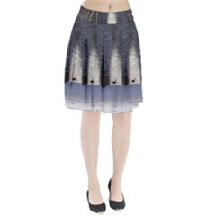 Trees Nature Snow Deer Landscape Winter Pleated Skirt by Alisyart