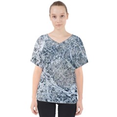 Marble Pattern V-neck Dolman Drape Top