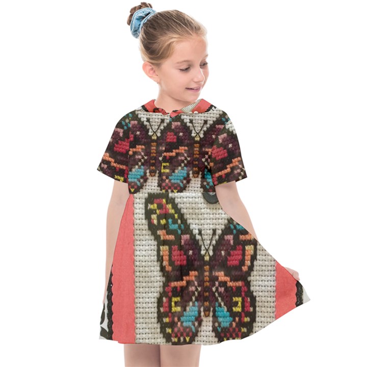 Cross Stitch Butterfly Kids  Sailor Dress