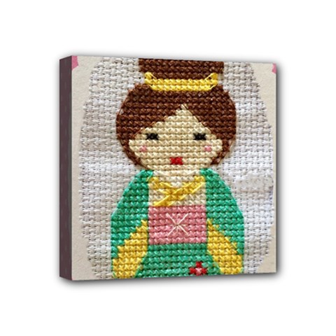 Cross Stitch Kimono Mini Canvas 4  X 4  (stretched) by DeneWestUK