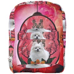 Cute Pemeranian With Flowers Full Print Backpack by FantasyWorld7