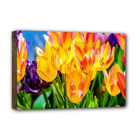 Festival Of Tulip Flowers Deluxe Canvas 18  X 12  (stretched) by FunnyCow