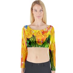 Festival Of Tulip Flowers Long Sleeve Crop Top by FunnyCow