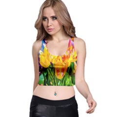 Festival Of Tulip Flowers Racer Back Crop Top by FunnyCow