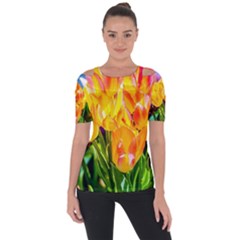 Festival Of Tulip Flowers Shoulder Cut Out Short Sleeve Top by FunnyCow