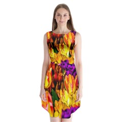 Fancy Tulip Flowers In Spring Sleeveless Chiffon Dress   by FunnyCow