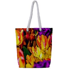 Fancy Tulip Flowers In Spring Full Print Rope Handle Tote (small) by FunnyCow