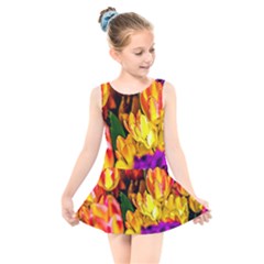 Fancy Tulip Flowers In Spring Kids  Skater Dress Swimsuit by FunnyCow