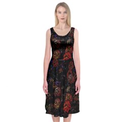 Floral Fireworks Midi Sleeveless Dress by FunnyCow