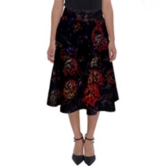 Floral Fireworks Perfect Length Midi Skirt by FunnyCow