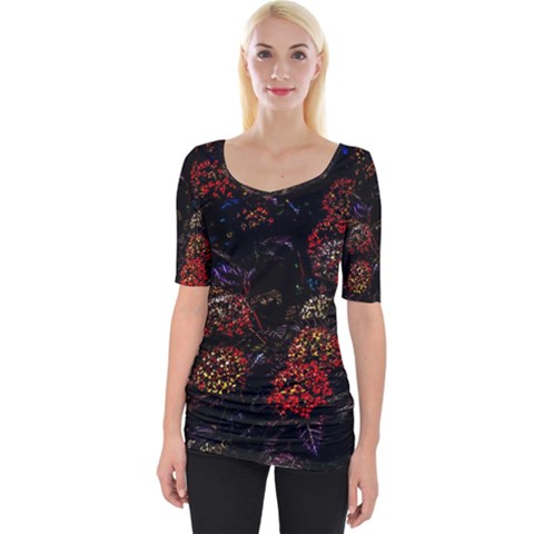 Floral Fireworks Wide Neckline Tee by FunnyCow