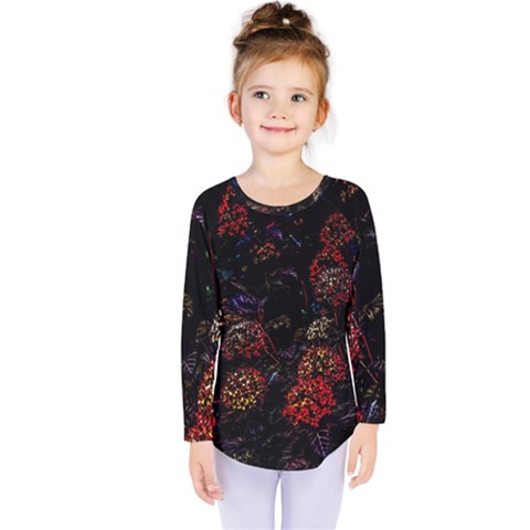 Floral Fireworks Kids  Long Sleeve Tee by FunnyCow