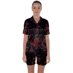 Floral Fireworks Satin Short Sleeve Pyjamas Set by FunnyCow