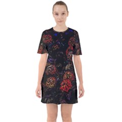 Floral Fireworks Sixties Short Sleeve Mini Dress by FunnyCow