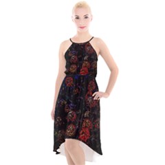 Floral Fireworks High-low Halter Chiffon Dress  by FunnyCow