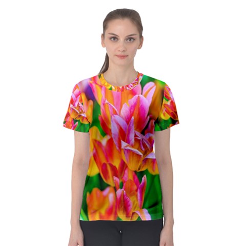 Blushing Tulip Flowers Women s Sport Mesh Tee by FunnyCow