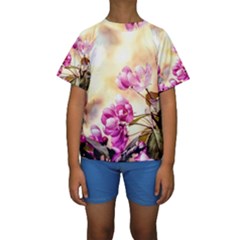 Paradise Apple Blossoms Kids  Short Sleeve Swimwear by FunnyCow