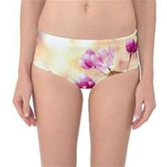 Paradise Apple Blossoms Mid-waist Bikini Bottoms by FunnyCow