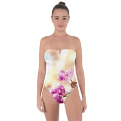 Paradise Apple Blossoms Tie Back One Piece Swimsuit by FunnyCow