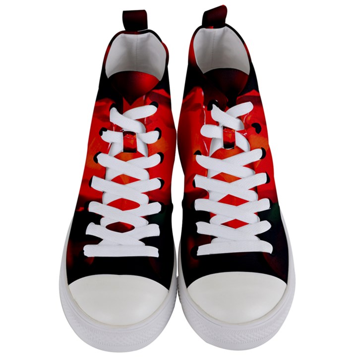 Red Tulip A Bowl Of Fire Women s Mid-Top Canvas Sneakers