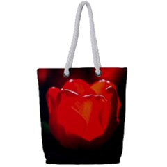 Red Tulip A Bowl Of Fire Full Print Rope Handle Tote (small) by FunnyCow