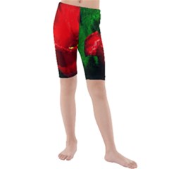 Red Tulip After The Shower Kids  Mid Length Swim Shorts by FunnyCow