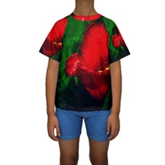 Red Tulip After The Shower Kids  Short Sleeve Swimwear by FunnyCow