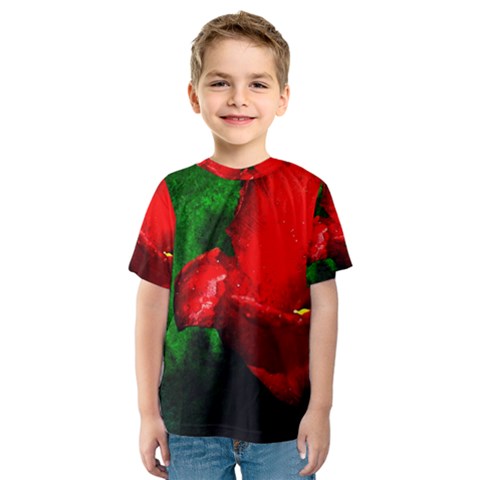 Red Tulip After The Shower Kids  Sport Mesh Tee by FunnyCow