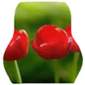 Three Red Tulips, Green Background Car Seat Back Cushion  View1