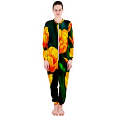 Yellow Orange Tulip Flowers Onepiece Jumpsuit (ladies)  by FunnyCow