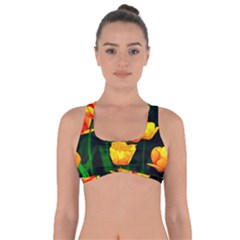 Yellow Orange Tulip Flowers Got No Strings Sports Bra by FunnyCow