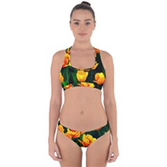 Yellow Orange Tulip Flowers Cross Back Hipster Bikini Set by FunnyCow