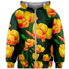 Yellow Orange Tulip Flowers Kids Zipper Hoodie Without Drawstring by FunnyCow